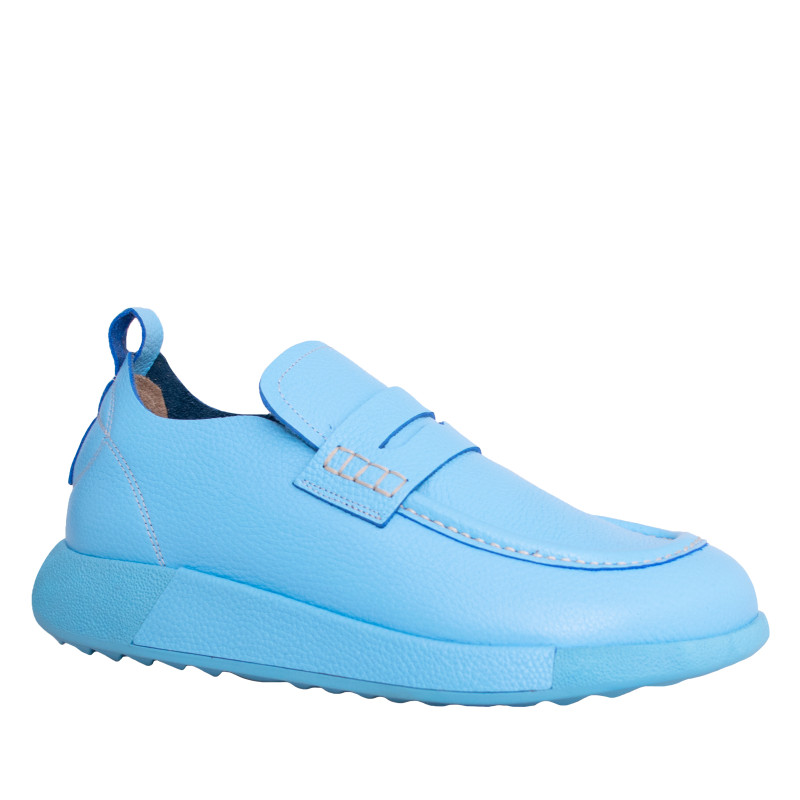 LORETTI Туфли-лоферы на толстой подошве из кожи Azzurro