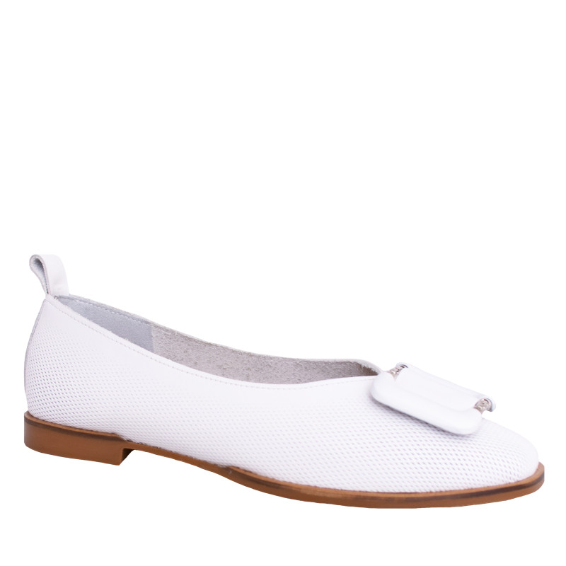 LORETTI Туфли-балетки из кожи Bianco Neve