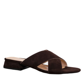 LORETTI Шлепанцы на низком каблуке из замши Marrone LORETTI Шлепанцы на низком каблуке из замши Marrone