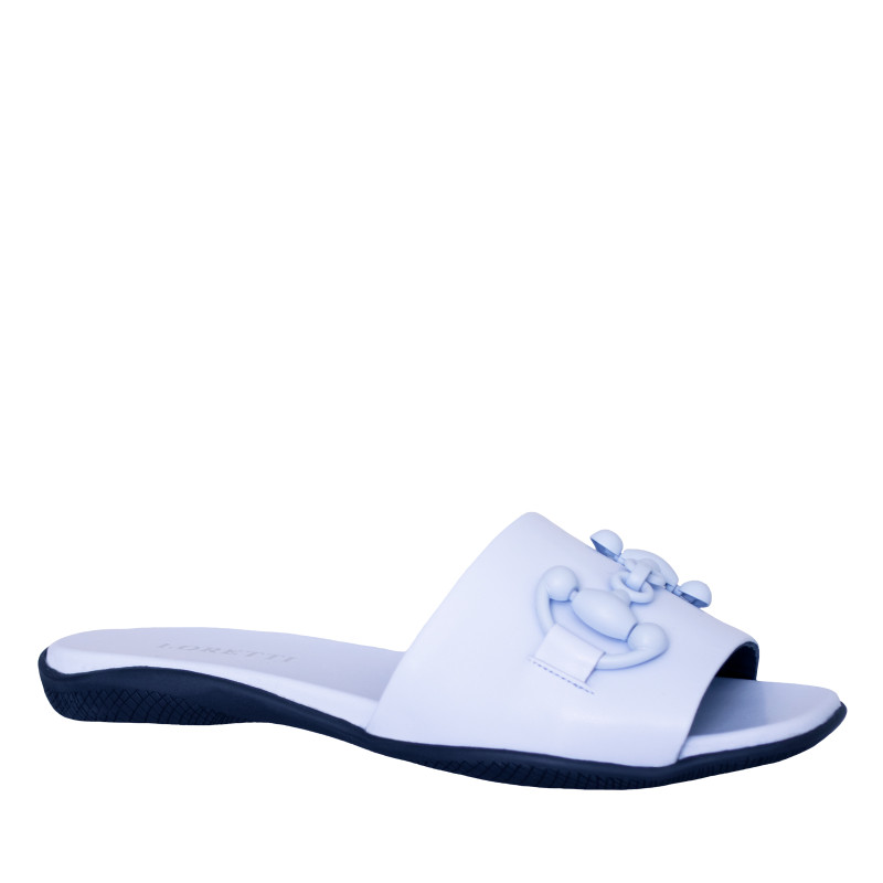 LORETTI Шлепанцы на низкой подошве из кожи Azzurro Fiordaliso